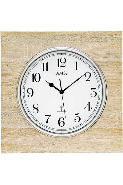 AMS Wall Clock 5552, Quartz, White, Analogue, Modern