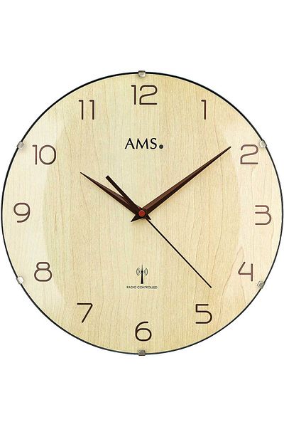 AMS Wall Clock 5557, Quartz, Cream, Analogue, Modern