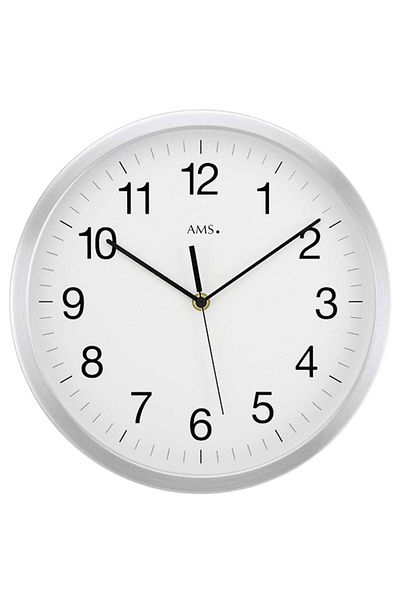 AMS Wall Clock 5524, Quartz, White, Analogue, Modern