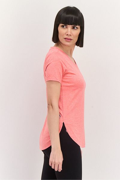 SKECHERS Women Sportswear Fit Short Sleeve Training T-shirts, Coral Heather