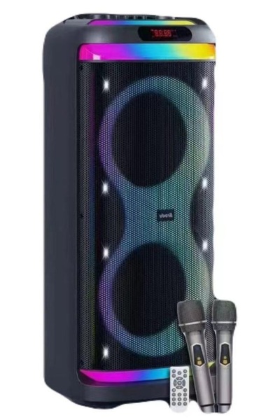 SIGHTZER ÇİFT KABLOSUZ MİKROFONLU BLUETOOTH HOPARLÖR ŞARJLI TAŞINABİLİR BÜYÜK...