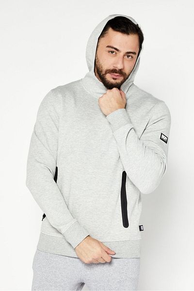 DKNY Sport Men Sportswear Fit Hyper Asymmetrical Long Sleeve Hoodie, Grey