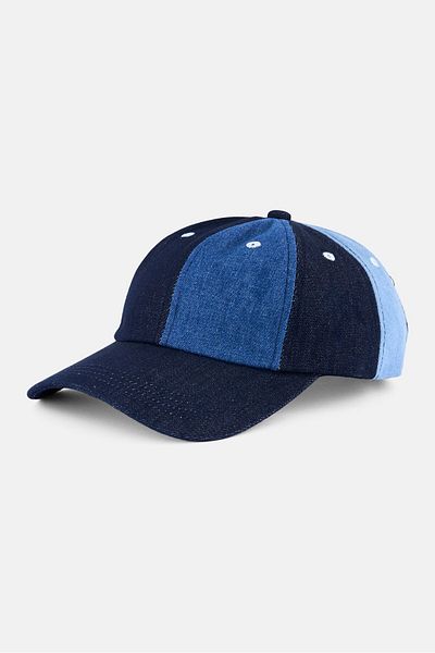 French Connection Men Color Block Denim Cap, Blue