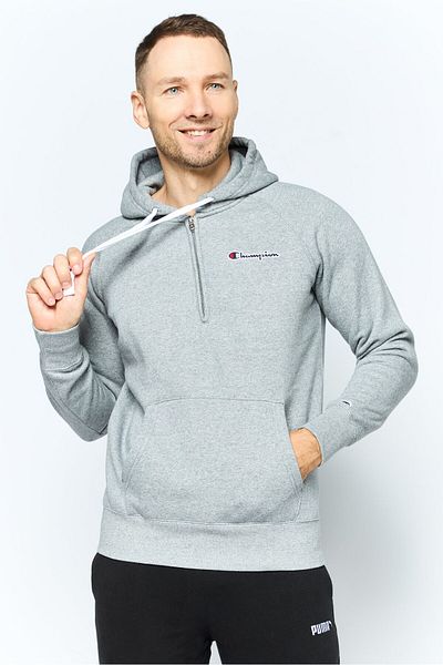 Champion Men Sportswear Fit Long Sleeve Outdoor Hooded Sweatshirt, Grey
