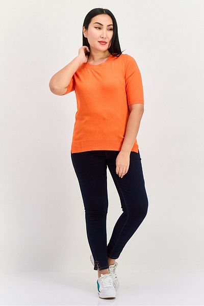 Esprit Women Crew Neck Knitted Sweater, Orange