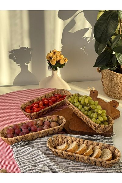 netteucuzluk 4 Pcs Wicker Breakfast Bread Basket