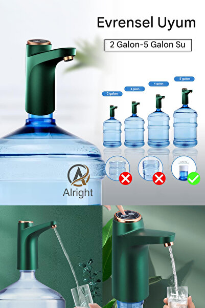 Alright Yeni Tasarımlı Yeşil Ev, Ofis, Dış Mekan 600ML Sınır Tuşlu Damacana S...