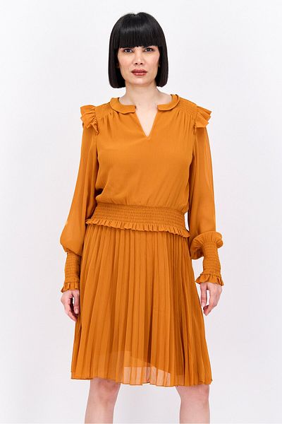 Scotch & Soda Women Pleated Midi Dress, Brown