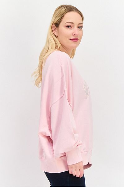 WRANGLER Women Crew Neck Embroidered Logo Sweatshirt, Pink