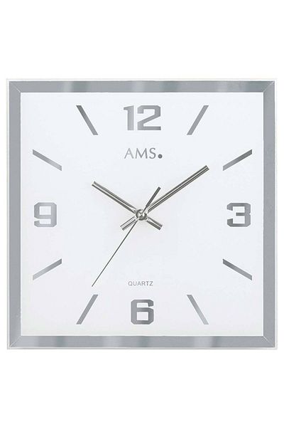 AMS Wall Clock 9324, Quartz, Black, Analogue, Modern