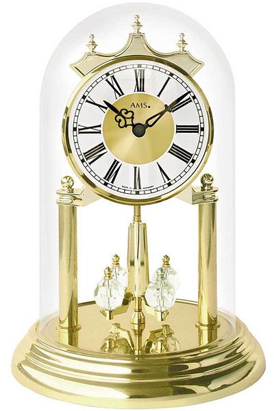 AMS Table Clock AMS 1202, Quartz, Gold, Analogue, Classic