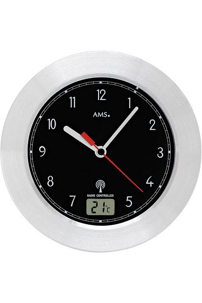 AMS Wall Clock 5919, Quartz, Black, Analogue, Modern