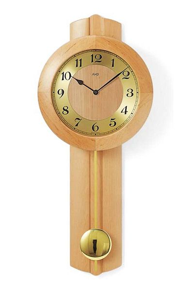 AMS Wall Clock 5165/16, Quartz, Gold, Analogue, Rustic