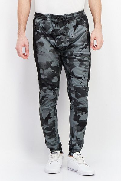 Burnside Men Drawstring Camouflage Sweatpants, Black Combo
