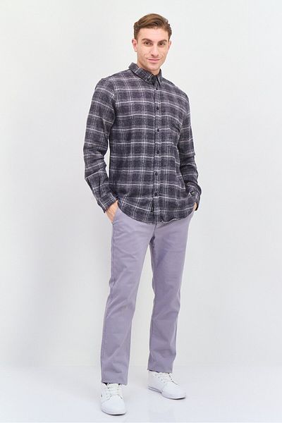 Silver Jeans Co. Men Regular Fit Plaid Long Sleeves Casual Shirt, Grey Combo