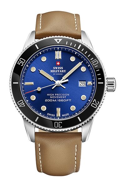 Swiss Military Mens Watch Sm34088.05, Quartz, 42mm, 20atm