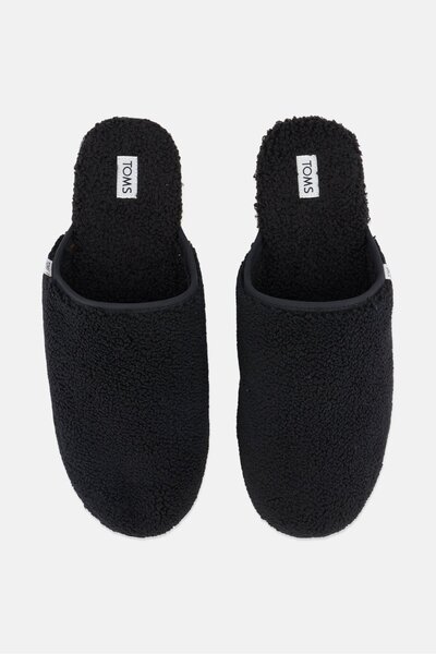 Toms Men Harbor Faux Shearling Slip On Slipper, Black