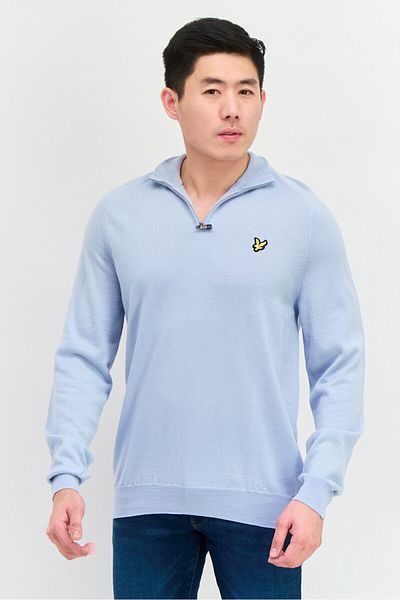 Lyle & Scott Men High Neck Long Sleeve Brand Logo Sweatshirt, Light Blue