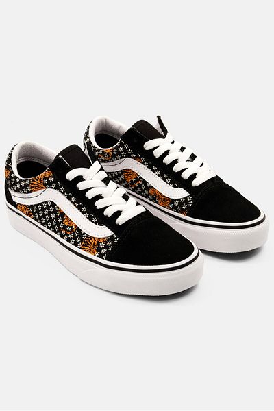 Vans Kids Boy Old Skool Lace Up Casual Shoes, Black/white