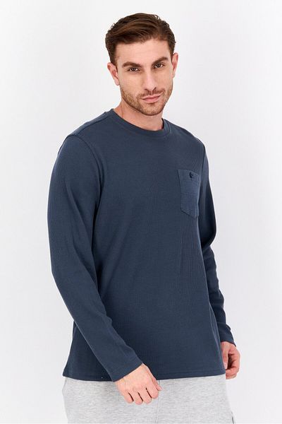 Hurley Men Sportswear Fit Long Sleeve Outdoor Sweatshirts, Dark Teal Blue