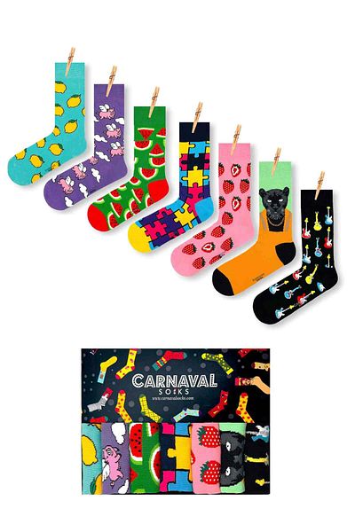 CARNAVAL SOCKS Комплект от 7 несъответстващи забавни и стилни чорапи