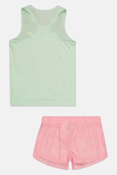 Puma Kids Girl 2 Pieces Sportwear Fit Top And Short Set, Pink/Mint