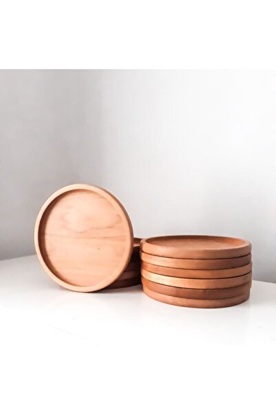 EDCTASARIM Ahşap Servis Sunum Tepsisi Yuvarlak