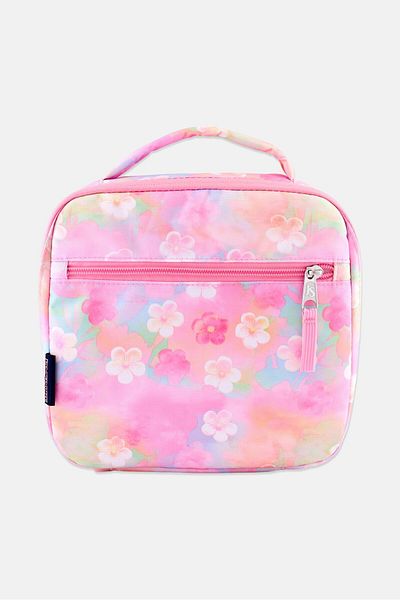 Jansport حقيبة غداء مزينة بالزهور، ارتفاع 23 سم × طول 24 سم × عرض 7 سم، وردية اللون