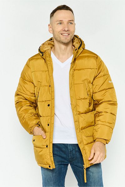 Pepe Jeans جاكيت رجالي مبطن بغطاء للرأس، لون بني