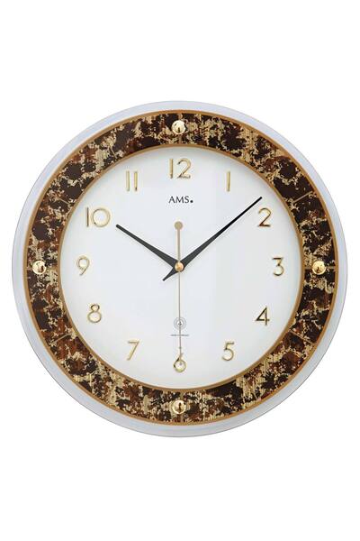 AMS Wall Clock 5853, Quartz, White, Analogue, Modern