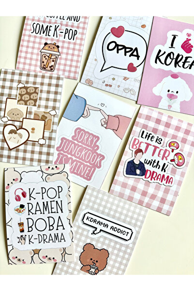Pankart Evi Set de 8 carduri de clipboard coreean - Decorat cu model Kpop Kdrama