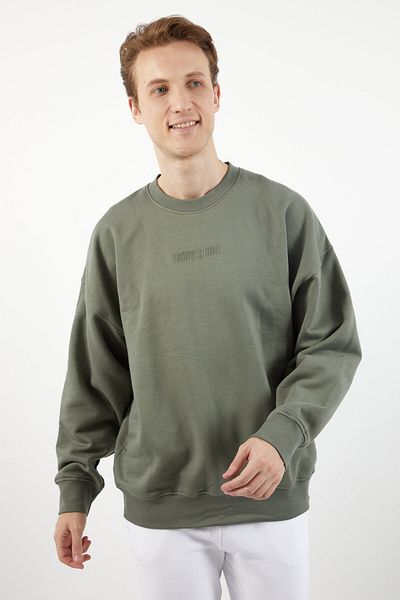 DKNY Sport Men Sports Fit Brand Logo Training Sweatshirt, Military