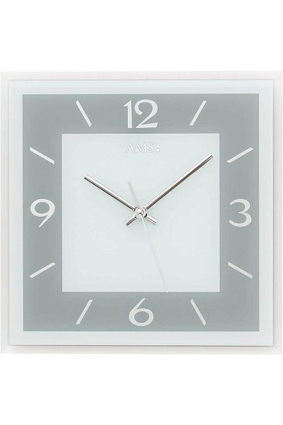 AMS Wall Clock 9573, Quartz, Silver, Analogue, Modern