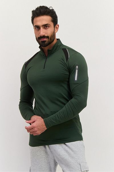 RBX Men Sportswear Fit Long Sleeve Training Jersey, Green