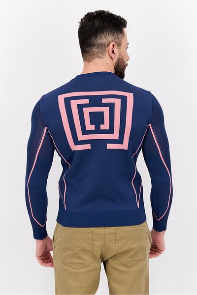 freesoul Men Crew Neck Long Sleeves Textured Sweatshirt, Blue