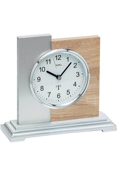 AMS Table Clock 5151, Quartz, White, Analogue, Modern