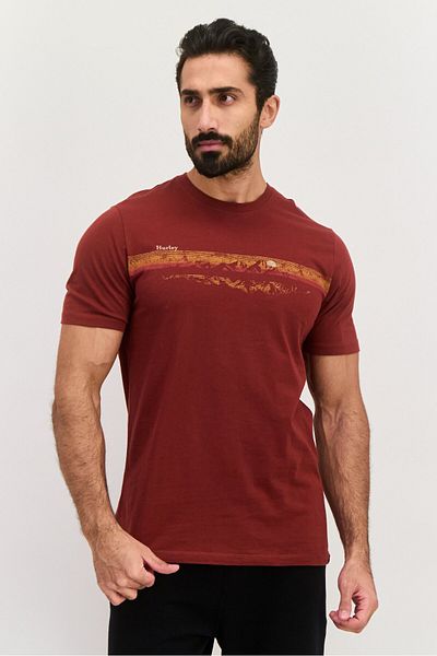 Hurley Men Sportswear Fit Short Sleeves Outdoor T-shirt, Red