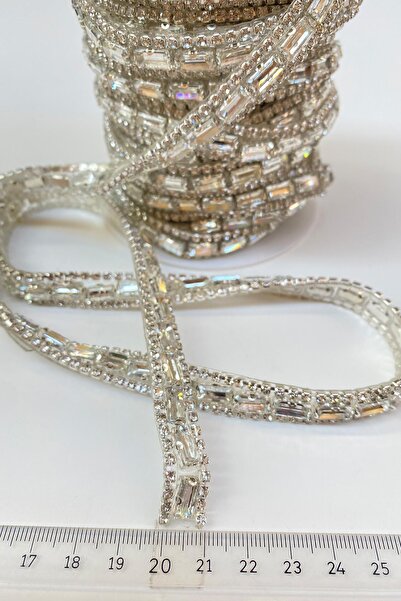 Hayalperest boncuk Ütüyle Yapışan Kasalı İnce Badem Taşlı Abiye Şerit Bordür