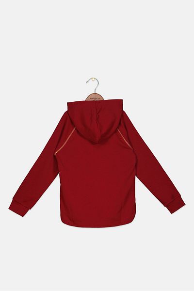 UMBRO Kid Girls Sportswear Fit Long Sleeve Hoodie, Red