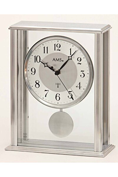 AMS Table Clock 5190, Quartz, Silver, Analogue, Classic