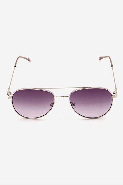 Calvin Klein Women Ck20120s Fashion Aviator Sunglasses, Black And Silver