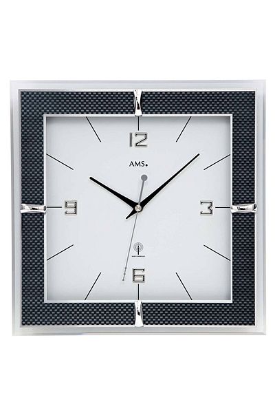 AMS Wall Clock 5855, Quartz, White, Analogue, Modern