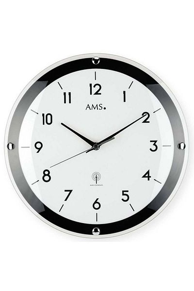 AMS Wall Clock 5906, Quartz, White, Analogue, Modern