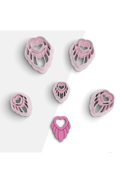 flament aşk Feather Heart Shaped Polymer Clay Mold, Ceramic Molds, Jewelry Mo...