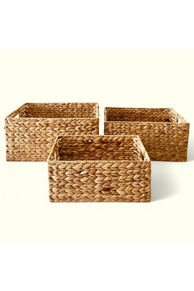 ELZEY HOME Правоъгълна плетена кошница от естествена ракита - S 37x23 см
