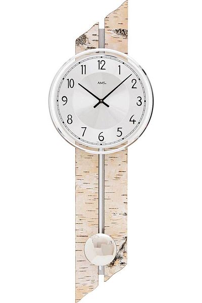 AMS Wall Clock 7470, Quartz, Silver, Analogue, Classic