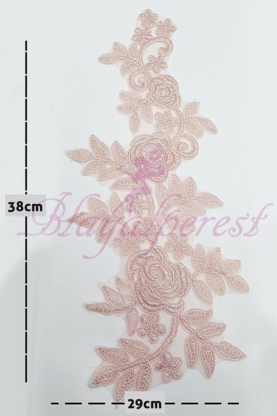 Hayalperest boncuk Powder Rose Patterned Piece Guipure Lace