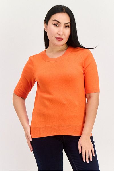Esprit Women Crew Neck Knitted Sweater, Orange