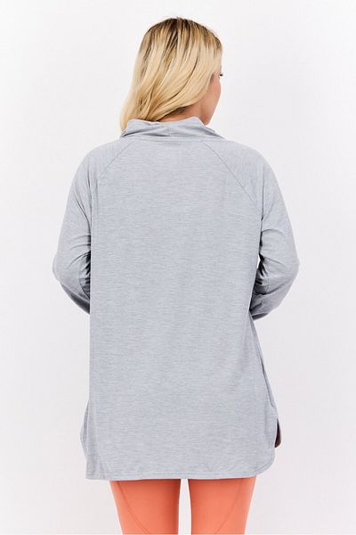Jones of New York Women Sportswear Fit Long Sleeve Training Top, Heather Grey