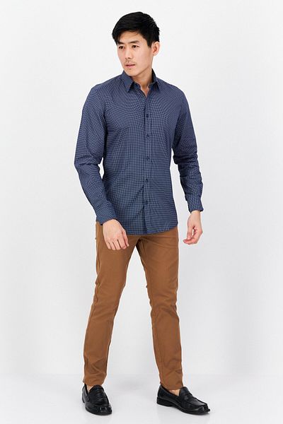 Antony Morato Men Slim Fit Allover Pattern Long Sleeves Casual Shirt, Blue